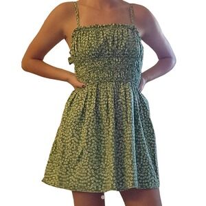 NEW Wild Fable Green and White Floral Spaghetti Strap MIDI Dress Sz L